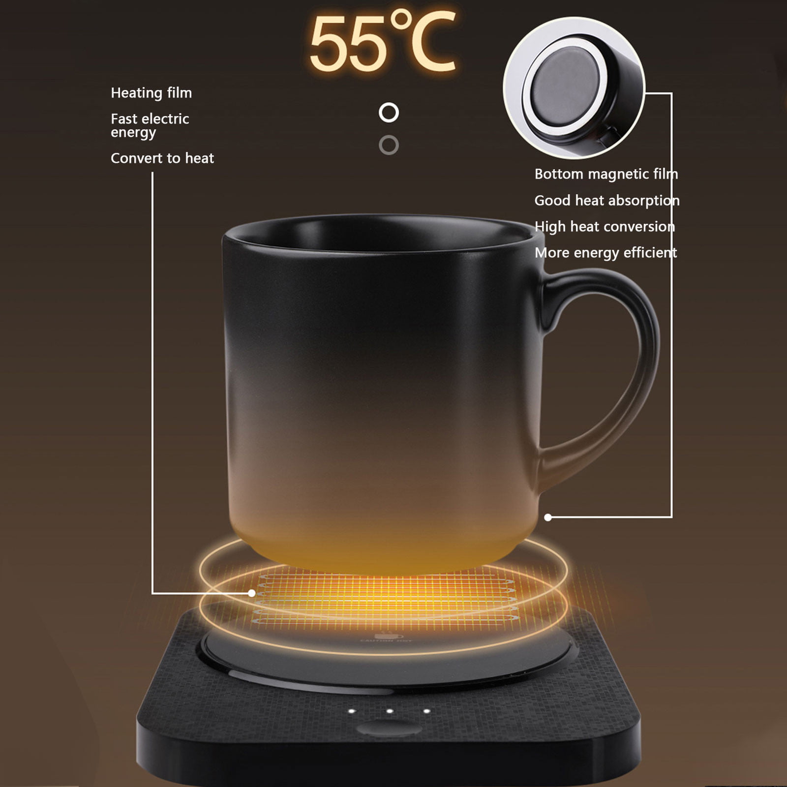 GCP Products Temperature Control Smart Mug, Coffee Mug Warmer For Desk Home  Office, App Controlled Heated Coffee Cup, Self Heating Coffee …