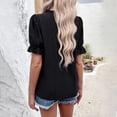 thumbnail image 6 of Meichang Eyelet Embroidery Short Sleeve T Shirts Women Solid Ruffle Trim Crew Neck Tees Shirts Puff Sleeve Loose Fit T-Shirts Dressy Casual Work Blouses Black L, 6 of 8