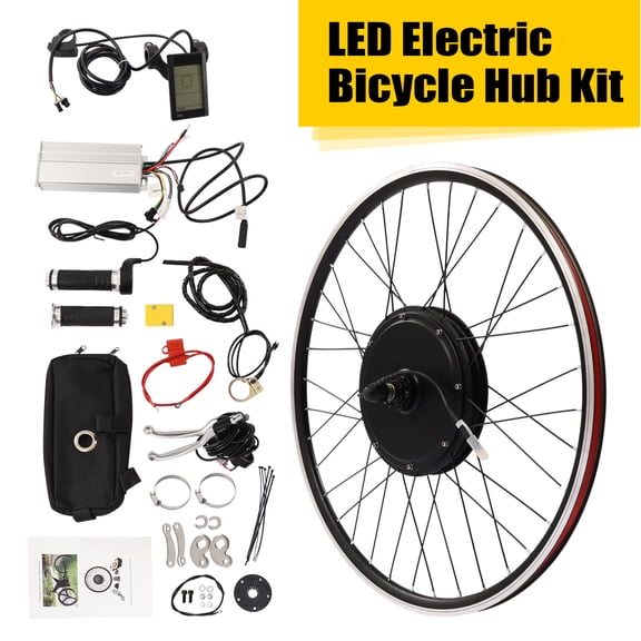 1200W 48V Electric Bike Conversion Kit, Brushless Hub Motor, LCD Meter, Pedal Assist Sensor, and Controller for Front Installation