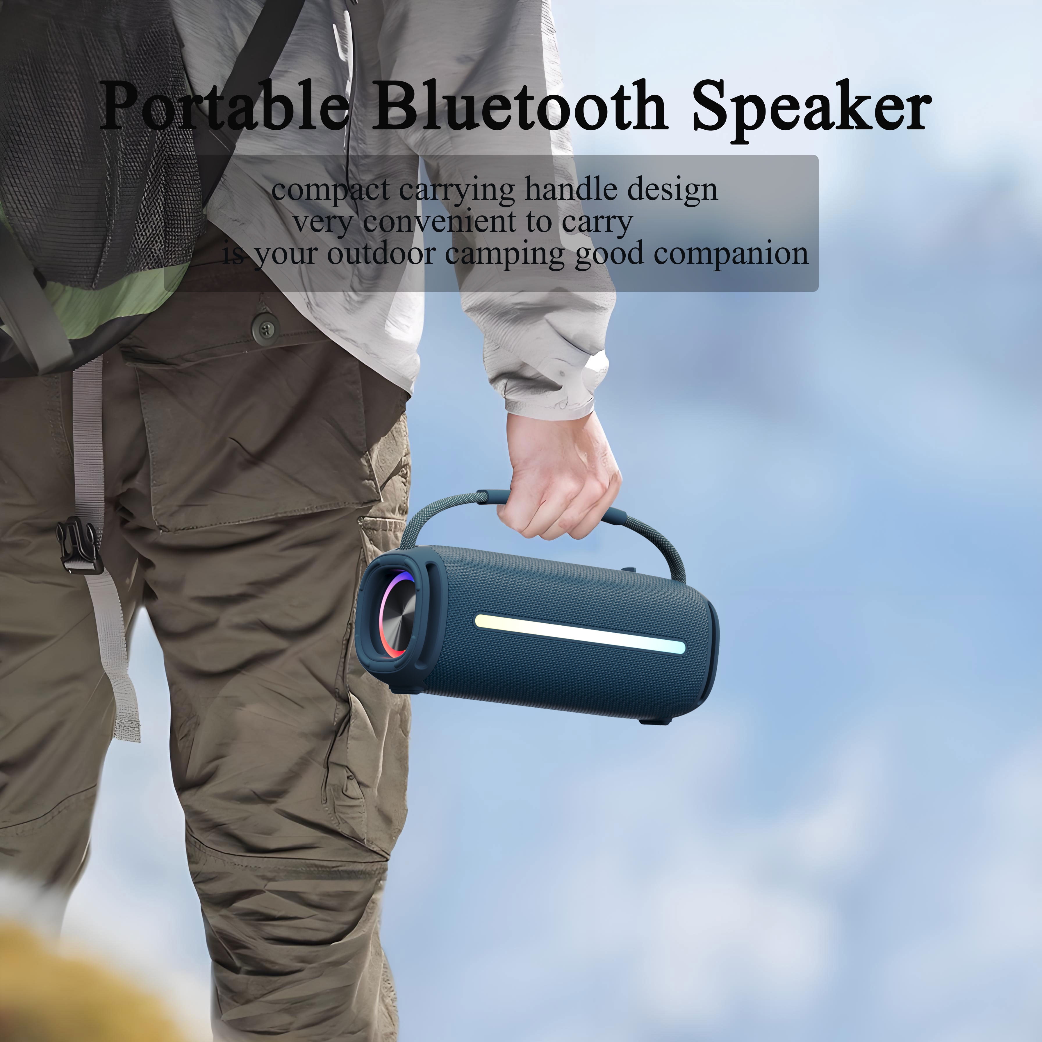 SCIJOY 50W Bluetooth Speaker - Portable Waterproof Speaker with Powerful Sound, Deep Bass, LED Lights, FM Radio