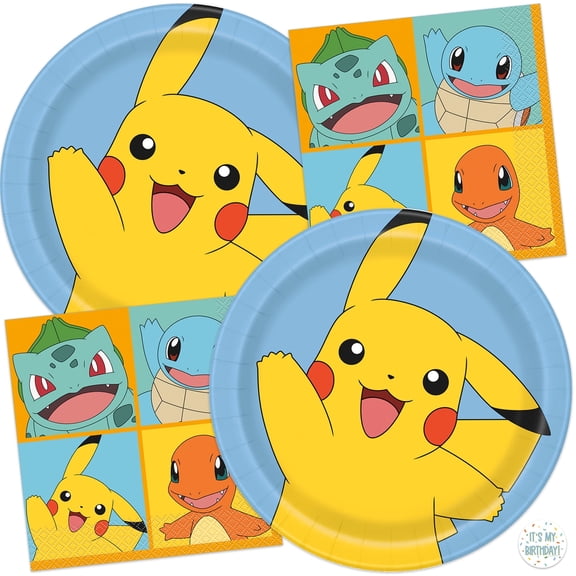Pokemon Plates and Napkins for 16 | Pokemon Birthday Decorations | Officially Licensed
