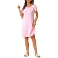 thumbnail image 1 of INSPIRE CHIC Camisón de Mujer de Manga Corta con Volantes, Vestido de Noche, Ropa de Casa, Camisones, Color Rosa, 1 of 6