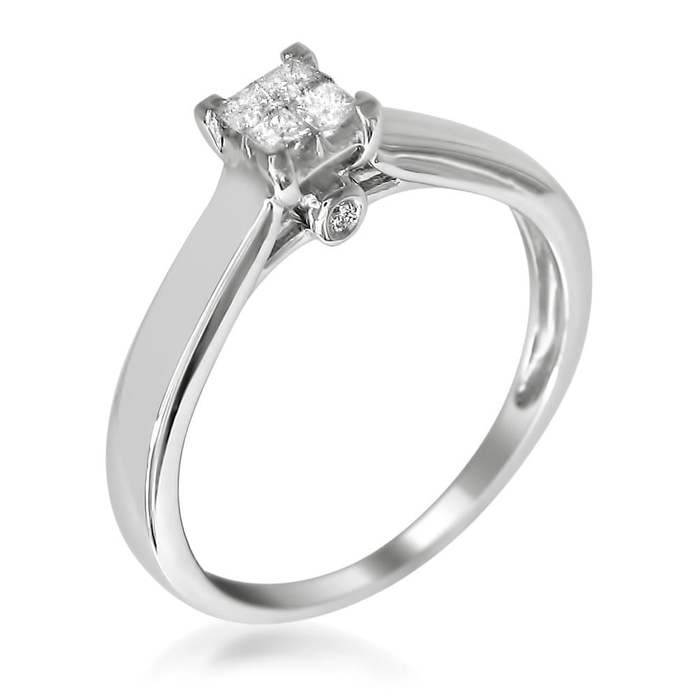 6.5 mm Cubic Zirconia White Gold Plated Brass Stud Earring.