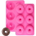 thumbnail image 1 of Molde para hornear donuts de silicona, 6 cavidades, revestimiento antiadherente, moldeado de moda, 1 of 5
