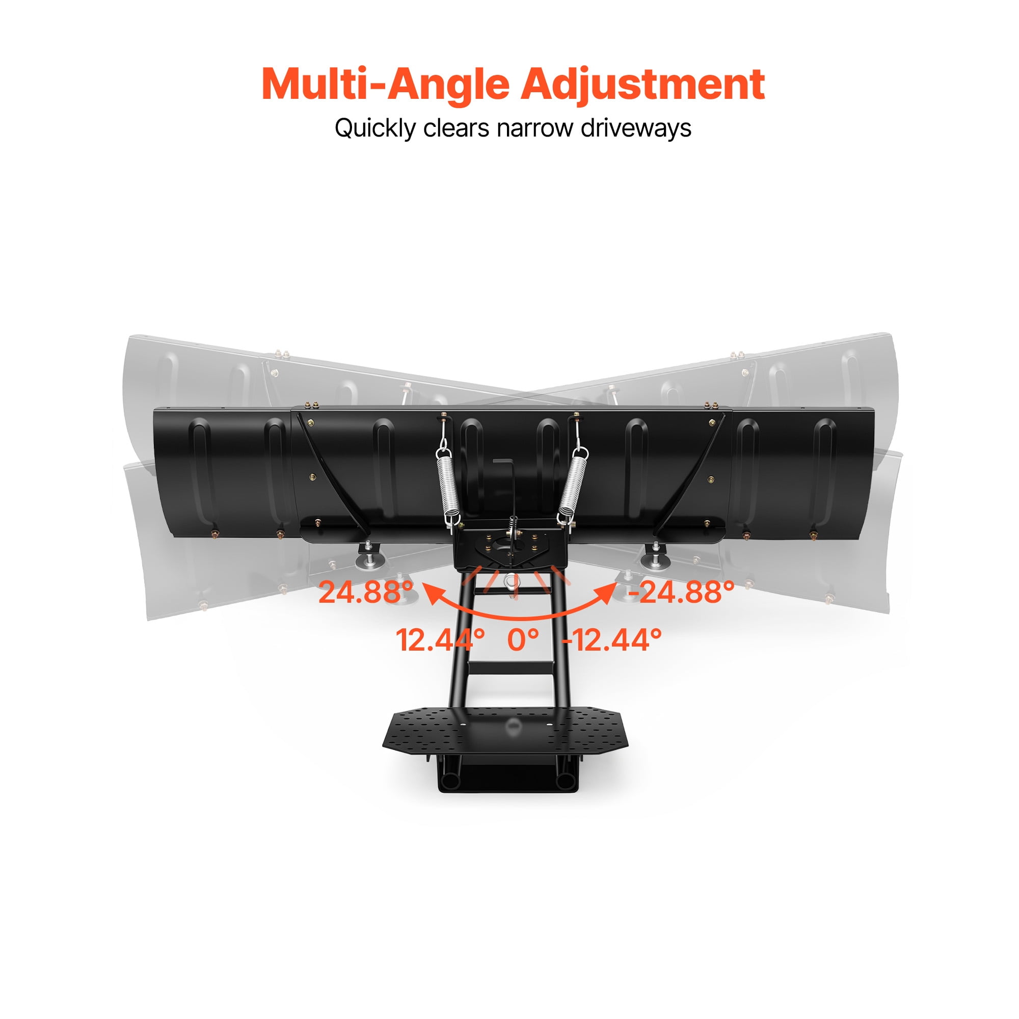 KFFKFF Adjustable Snow Plow Kit with 43-72 Inch Width for ATVs and UTVs, Features Height and Angle Adjustments, Three Mounting Options, Durable Steel Blade for Effective Snow Removal