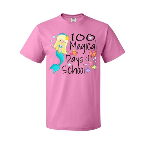 Inktastic 100 Magical Days of School with Blue Mermaid and Fish T-Shirt