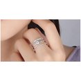 thumbnail image 3 of Bling Queen Women's Silver Plated Tired Open Ring With Cubic Zirconia, Three Layered Ring, Silver Ring Pave Shining Zirconia, Silver Open Band Stacking Ring, Dainty Rings For Women(Silver), 3 of 4