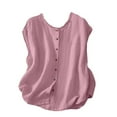 thumbnail image 4 of Gamivast Linen Button Down Shirt Women Sleeveless Trendy Ruffled Neck Going out Tops Relaxed Fitted Dressy Tops Dressy Office Casual Summer outfits, 4 of 6