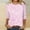 Pink, variant on Womens Tops 3/4 Sleeves Round Neck Printed Casual T-shirt,Womens Plus Size Tops Purple 3XL