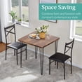 thumbnail image 4 of VECELO 3-Piece Dining Table Sets Wooden Square Table with 2 PU Chairs for Kitchen, Breakfast Nook, Small Space, Brown, 4 of 9