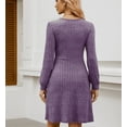 thumbnail image 4 of Womens Knit Sweater Dress with Pockets Square Neck Long Sleeve Dresses, 4 of 6