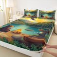 thumbnail image 4 of Erosebridal Kawaii Animal Bear Deer Queen Sheet Sets 4 Pieces for Boys Girls,Kids Teens Lake Life Happy Camping Bed Set,Microfiber Bedroom Decor, 4 of 5