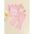 thumbnail image 5 of Aojekbee Baby Girl Summer Outfits Letter Embroidery Short Sleeve T-Shirt and Elastic Flare Pants Cute 2 Piece Clothes, 5 of 10