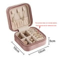 thumbnail image 2 of Travel velvet jewelry box, small portable organizer box with mirror, girl's mini gift box, ring - Dark pink, 2 of 5