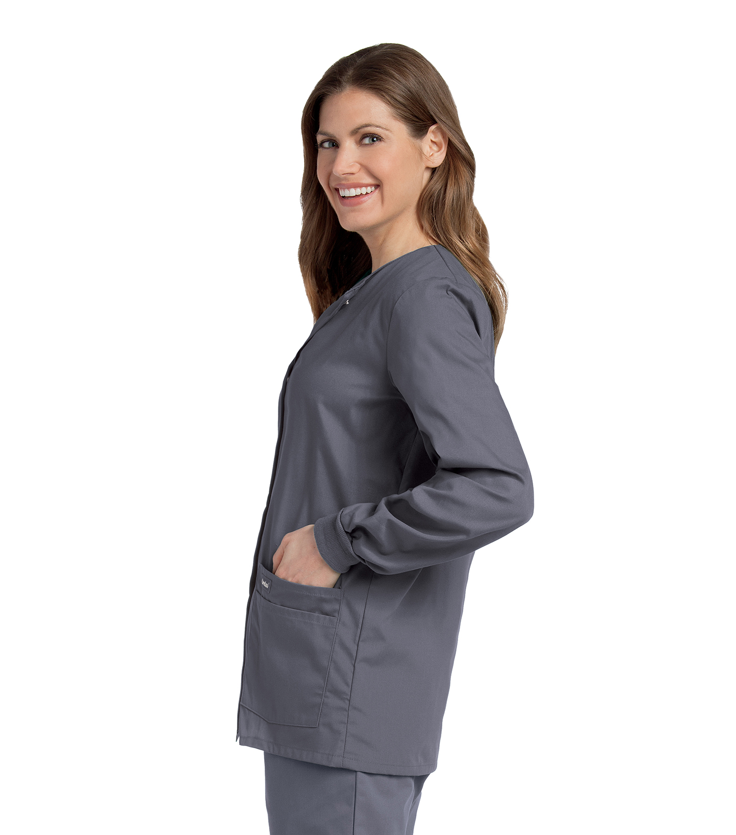 Landau Essentials Relaxed Fit 4-Pocket Snap-Front Scrub Jacket for Women 7525 - image 5 of 6