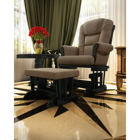 Cherry Glider Chair Naomi Home Deluxe Multiposition Sleigh Glider and Ottoman Set-Cushion Color:Mocha,Finish:Black ()