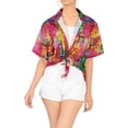 thumbnail image 2 of HAPPY BAY Women's Button Down Blouses Casual Summer Beach Party Blouses Shirt Dressy Blouse Short Sleeve Dress Tops Hawaiian T Shirts for Women M Canvas Pattern, Multicoloured, 2 of 4