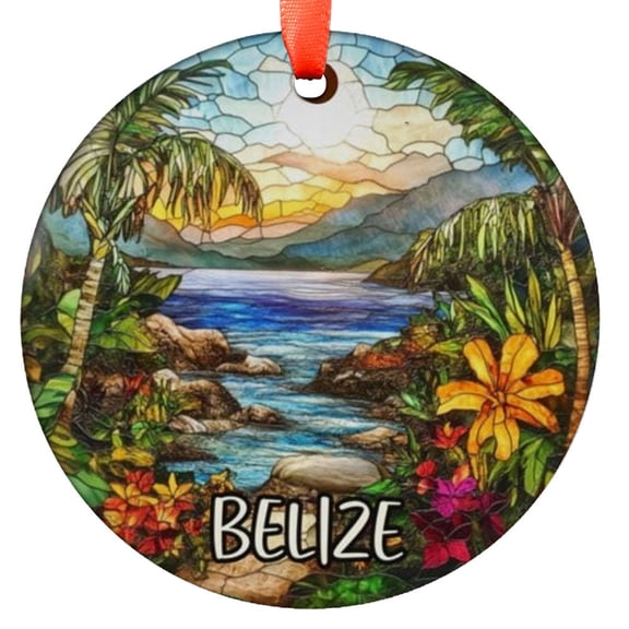 Custom Belize Ornament |Faux |Unique Souvenir |Vacation Travel Gift | Holiday Anniversary |Christmas Decor, Holiday Keepsake, Xmas Tree Hanging Decoration, Seasonal Gift Idea, Coll