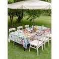 thumbnail image 3 of Outdoor Tablecloth with Umbrella Hole and Zipper, Bunny Easter Rectangle Table Cloth 60x84 Inch Waterproof Tablecloth, Spring Floral Rabbits Checkered Farmhouse Picnic Table Cover for Patio Camping, 3 of 7