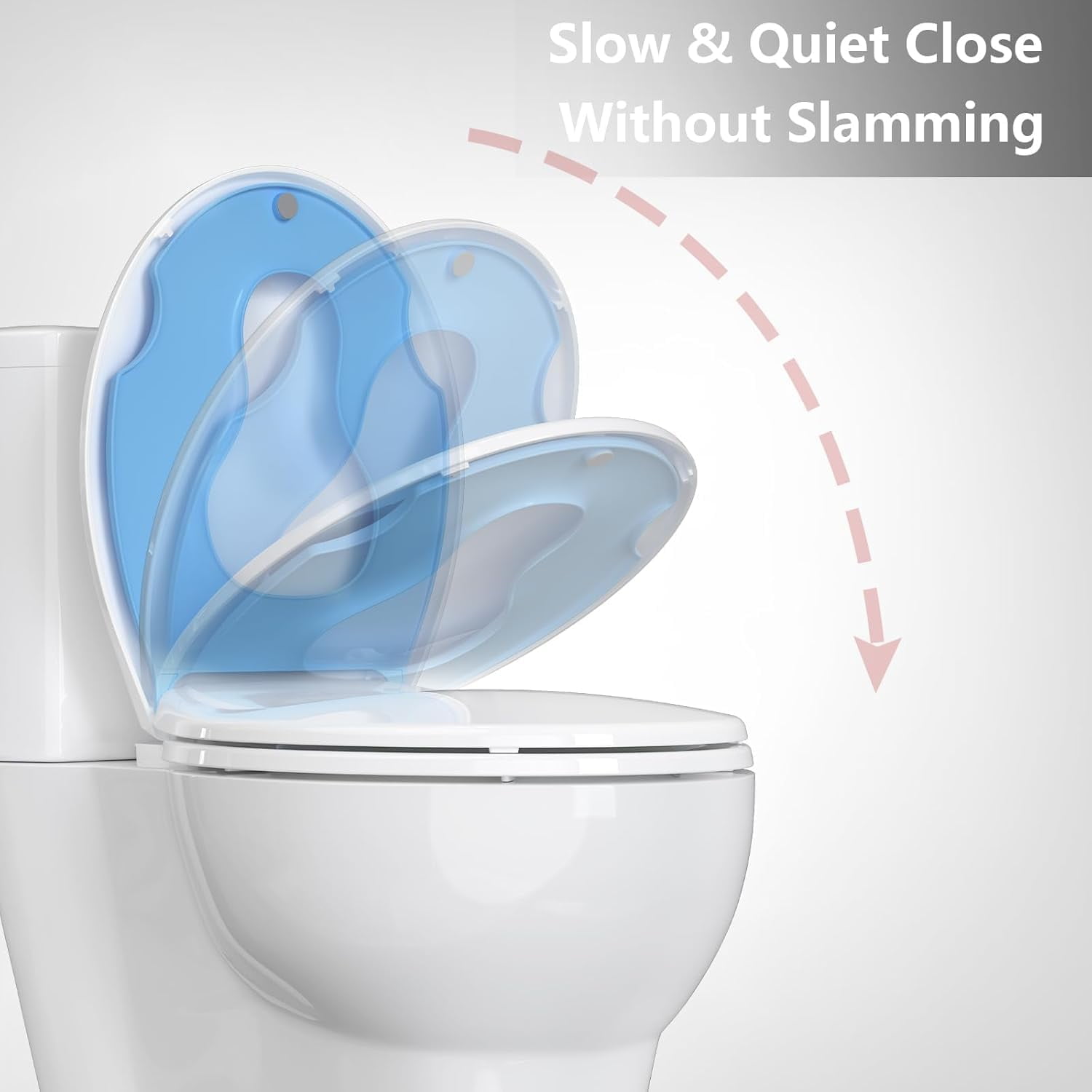 Hetoy 17” Round Toilet Seat with Built-in Toddler Seat for Easy Potty Training, Baby Toilet lid 2 in 1, Easy Install Clean,PP Material Safe and No Loosen,Perfect for Both Adults and Children, Blue