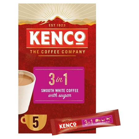 Kenco 3 in 1 Smooth White Instant Coffee with Sugar Sachets 5 x 20g-DEL