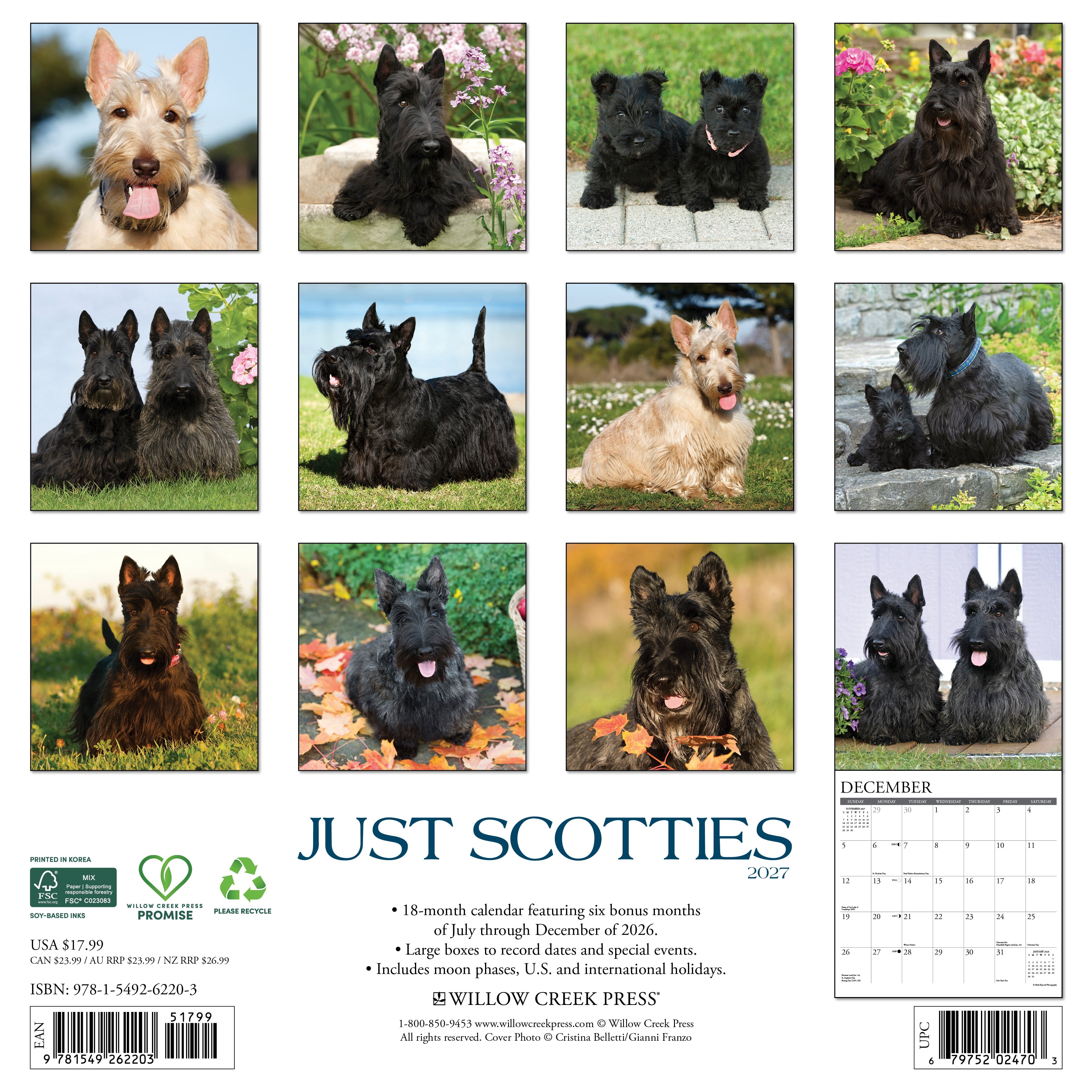 Willow Creek Press, Scotties 2027 Wall Calendar