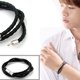 thumbnail image 2 of Pulsera de cuero unisex de cadena larga multicapa trenzada a mano informal, 2 of 5