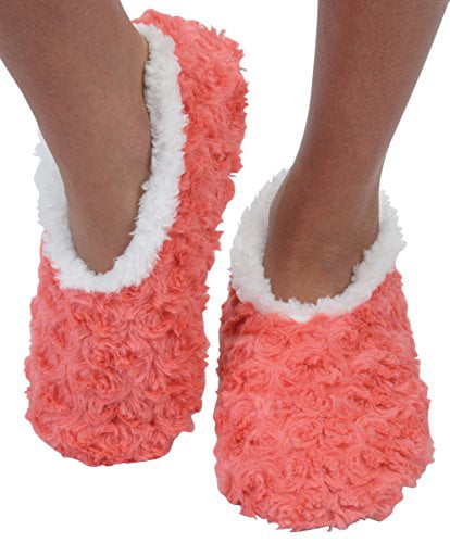 Snoozies Roses in Bloom Womens Slippers Fuzzy Slippers for Women