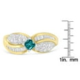 thumbnail image 6 of 14k Yellow Gold 1ct TDW Treated Blue Princess, Baguette and Round Diamond Knotted Ring(H-I ,I1-I2), 6 of 6