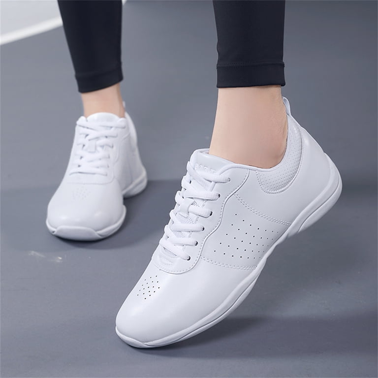 Meidiastra Women's Cheerleading Shoes – White Lace-Up Gymnastics Tumbling Sneakers