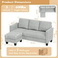 thumbnail image 5 of Homall 70" Length Sectional L-Shaped Sofa 3-Seat Couch with Reversible Chaise for Small Living Room, Apartment and Small Space, Gray, 5 of 6