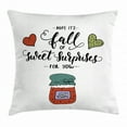 thumbnail image 1 of Hope Throw Pillow Cushion Cover, Hand Drawn Jam in a Jar Brush Lettering with Romantic Hearts Hope is Sweet Surprises, Decorative Square Accent Pillow Case, 18 X 18 Inches, Multicolor, by Ambesonne, 1 of 2