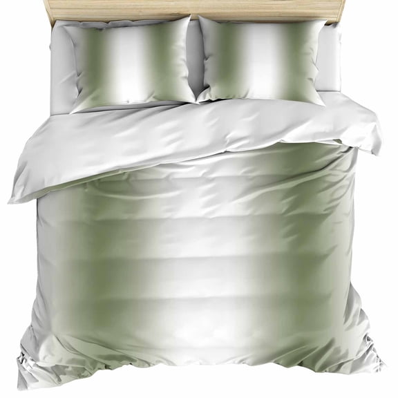 Dark Green Bedding 3 Piece Duvet Cover Set Twin Size, Modern Gradient Vertical Stripes Geometric Soft Microfiber Comforter Cover with Zipper Closure & Pillowcases, Wrinkle & FadeResistant Quilt Cover