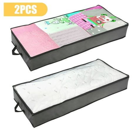 EEEkit Underbed Storage Bag – 2/1pcs Large Under-the-Bed Storage Containers plus Organizer Bin with Reinforced Handles and Metal Zippers – Foldable Under-Bed Storage Bags and Containers