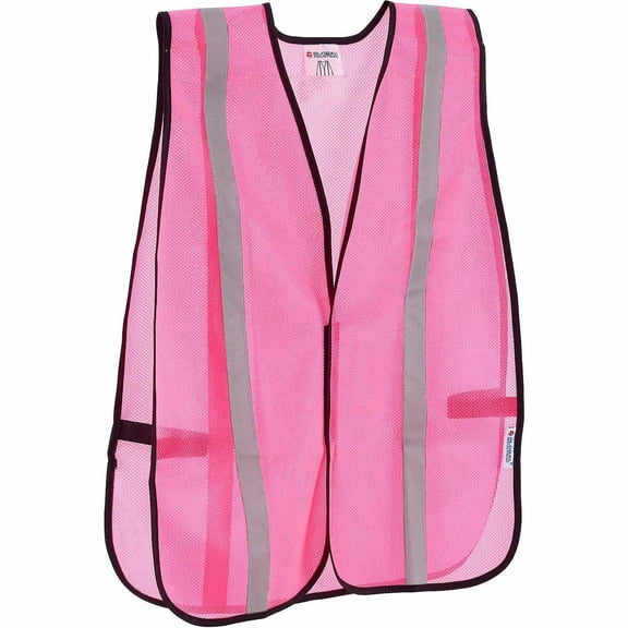 Global Industrial Hi-Vis Safety Vest 1"" Reflective Strips Mesh Pink One Size
