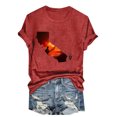 thumbnail image 1 of Camisetas de Manga Corta para las Mujeres de Moda Imprimir Cuello Redondo Camiseta, Mezcla de Poliéster Ligero para Primavera Verano Otoño, 1 of 8