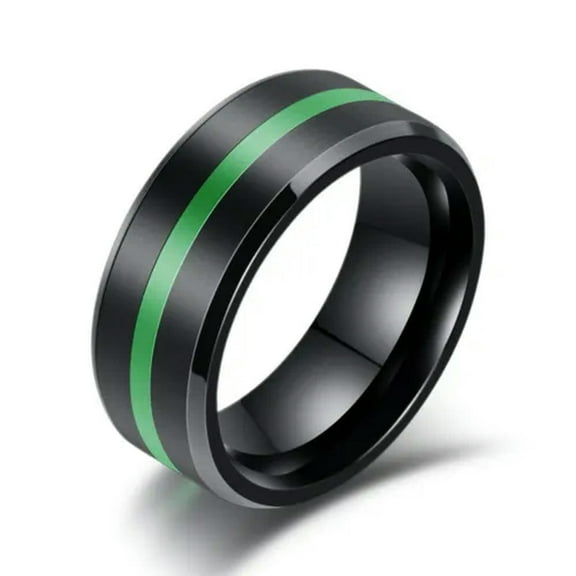 8mm Men's Black Wedding Bands Titanium Steel White/Green/Purple/Pink Ring
