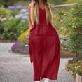 thumbnail image 4 of Wiyuqeen Jumpsuits for Women Casual Baggy Cargo Overalls Sleeveless V Neck Bib Wide Leg Rompers Solid Summer Jumpers with Pockets, 4 of 7