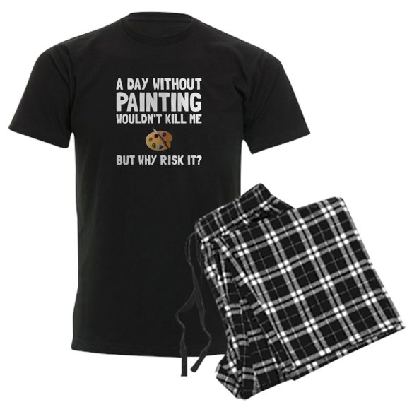 CafePress - Risk It Painting Pajamas - Men's Dark Loose Fit Cotton Pajama Set