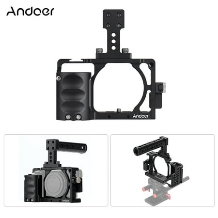 Andoer Protective Aluminum Alloy Video Camera Cage + Hand Grip + Top Handle Kit Film Making System with Cable Clamp for Sony A6000 A6300 A6500 NEX7 to Mount Microphone Monitor Tripod Lighting