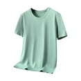 thumbnail image 2 of HOOMEUMY Men's Basic Solid Color Short Sleeve Crew Neck T-Shirt Casual Breathable Workout Lightweight Slim Fit Tee Green M, 2 of 7