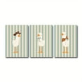 thumbnail image 3 of Set of 3 Unframed Silly Goose Wall Art, Blue Stripes Cowboy Bow Bandana Goose Posters, Minimalist Animal Bedroom Canvas Painting Wall Decor, 3 of 4