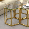 thumbnail image 4 of Table d'Appoint Contemporaine en Métal et Verre - Or, 4 of 7