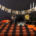 thumbnail image 3 of Halloween Tablecloth, Plaid Checkered Table Cloth with Cat and Pumpkin, Orange and Black Tablecloths, Machine Washable Tablecloth Rectangle for Dinner Party Decoration, 60 x 84 inch, 3 of 6
