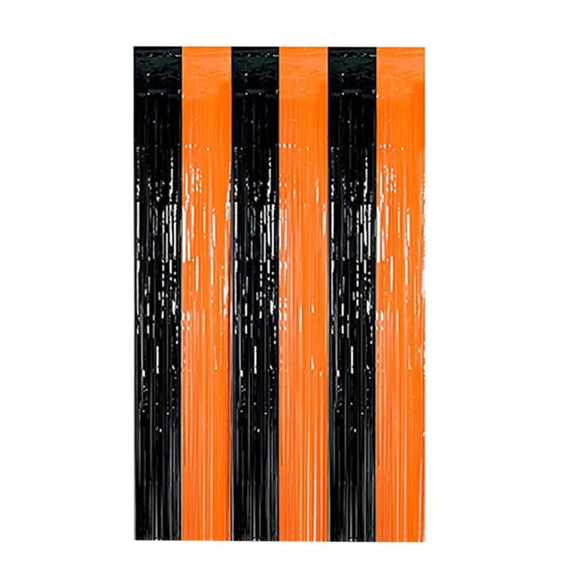 2Pcs Halloween Rain Curtain Party Background Wall Decor Self-Adhesive Festive Home Decoration with Multicolor Patchwork Design