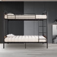 thumbnail image 4 of Twin Over Twin Bunk Bed with Solid Guardrail and Ladder for Kids/Teens/Adults, Black and Brown Convertible Metal Bunk Beds, Easy to Assembly, No Box Spring Needed, 4 of 7
