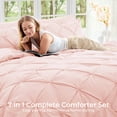 thumbnail image 2 of Sasttie Queen Size Comforter Set, 7-Piece Bed in a Bag, Pintuck Bedding Sets for All Season, Blush Pink, 2 of 8