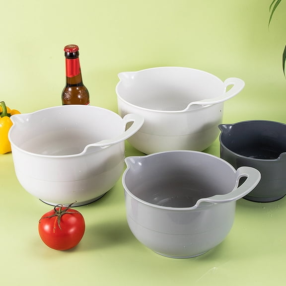 sunsanly 4Pcs Mixing Bowls Set Non-Slip Pour Spout Handle BPA-Free Dishwasher Freezer Safe Salad Bowl for Cooking Baking Prepping Food