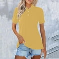 thumbnail image 2 of Polo Shirts for Women, Yigetop Womens Summer Tops Fashion Casual Short Sleeve Button Down Collared T Shirts Loose Fit Blouses Womens Polo Shirts Short Sleeve Yellow XL, 2 of 7