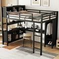 thumbnail image 3 of Full Size Loft Bed for Teens and Adults,Metal Loft Bed with Wardrobe And L-shaped Desk,Heavy Duty Loft Bed with Storage Cubes and Shelves for Kids Teens Adults,Black, 3 of 12